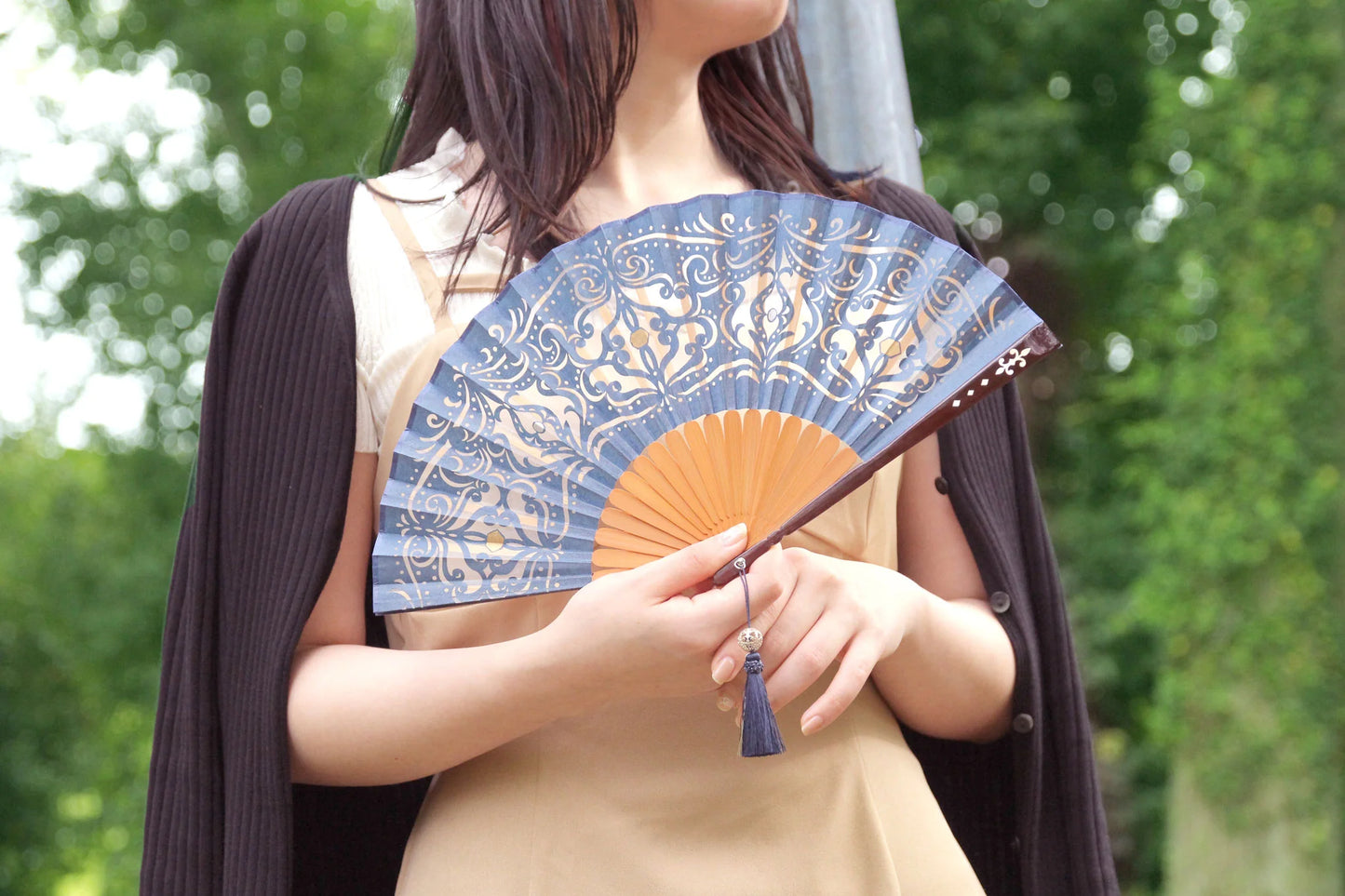 Kyo-sensu (Japanese folding fan) for Women - Rococo Style / Wine Color - , Made in Kyoto, Japan , Kyoto sensu