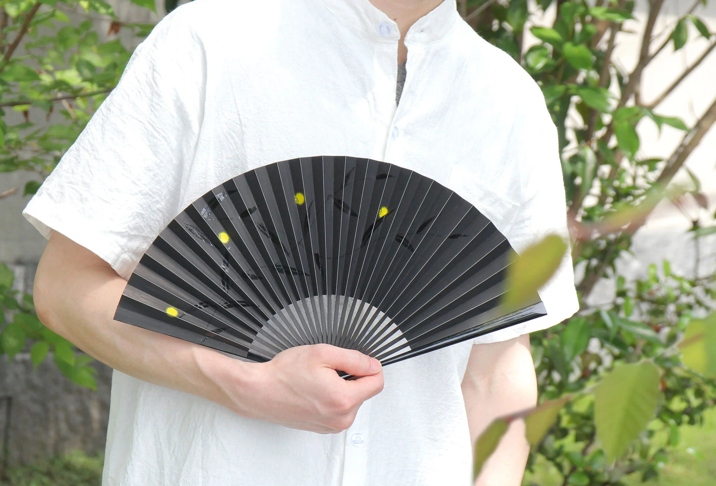 Kyo-sensu (Japanese folding fan) for Men - Urushi Lacquer Painting / Firefly - , Made in Kyoto, Japan , Kyoto sensu