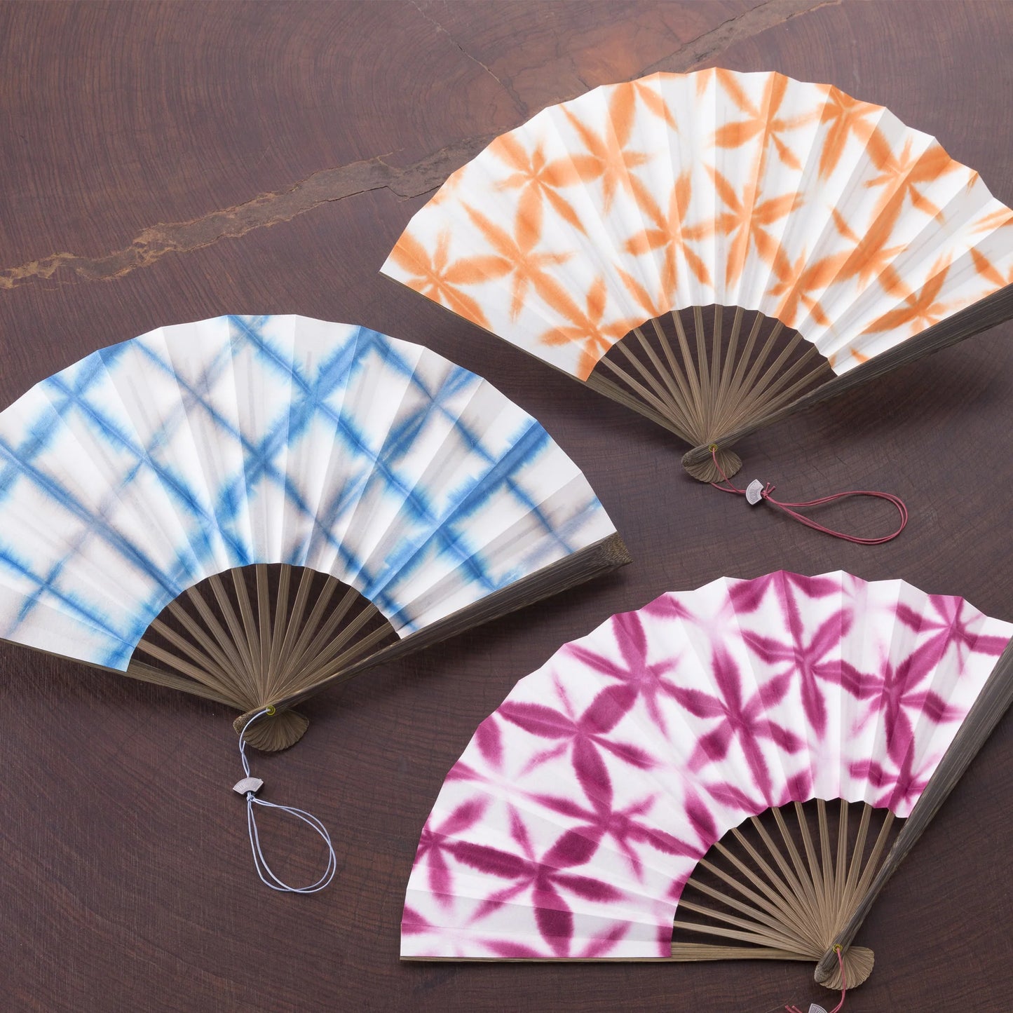 Kyo-sensu (Japanese folding fan) for Women - Shibori / Blue - , Made in Kyoto, Japan , Kyoto sensu
