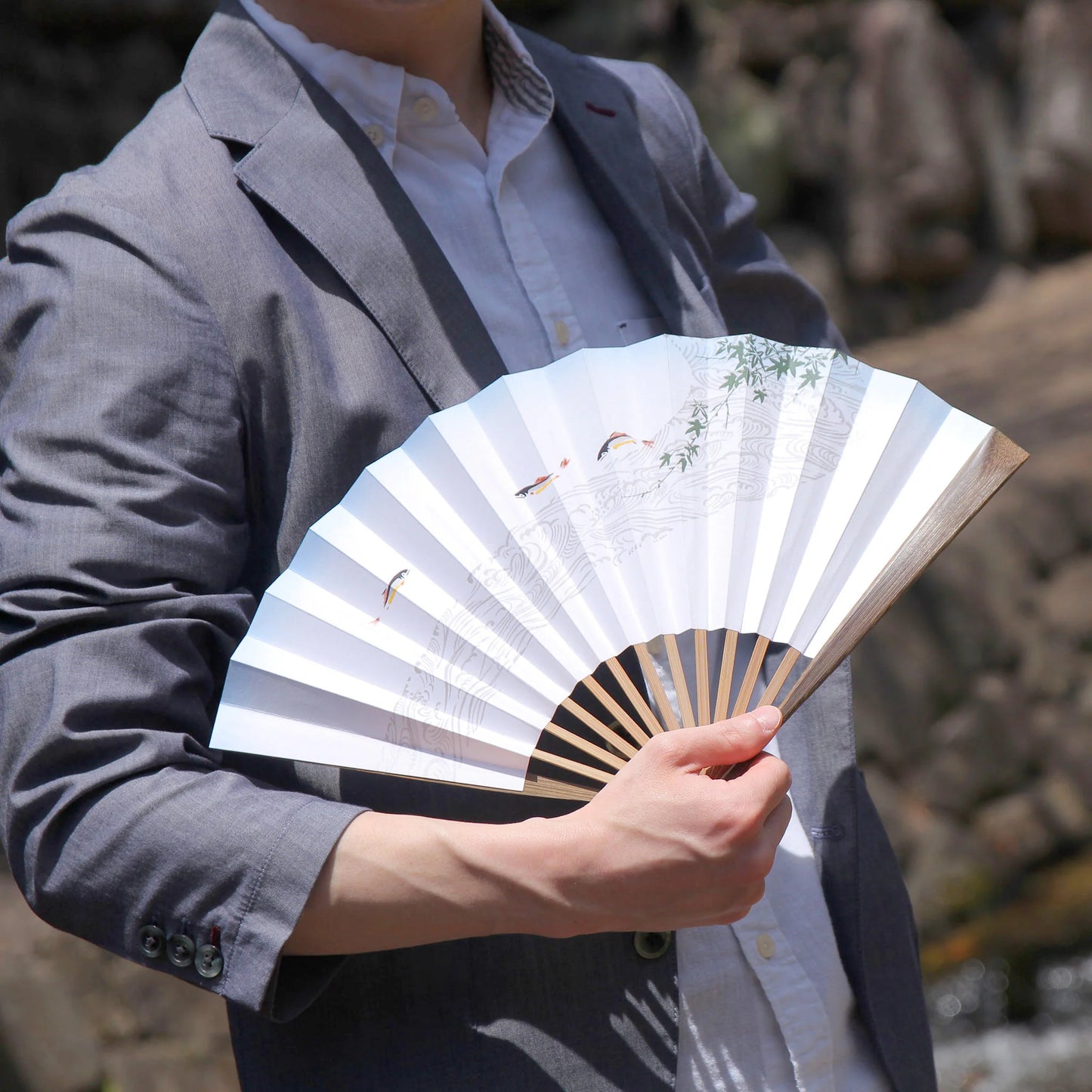 Reversible Kyo-sensu (Japanese folding fan) for Men - Dragonfly and Mt.Fuji - , Made in Kyoto, Japan , Kyoto sensu