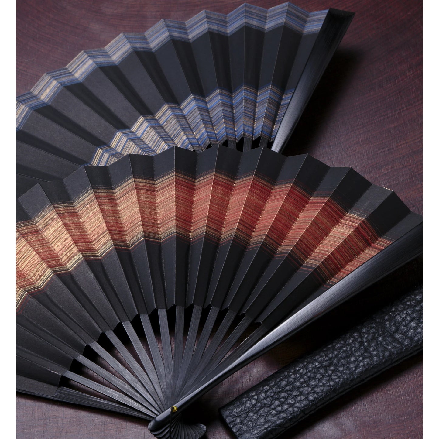 Kyo-sensu (Japanese folding fan) for Men - Brush Finish / Red - , Made in Kyoto, Japan , Kyoto sensu