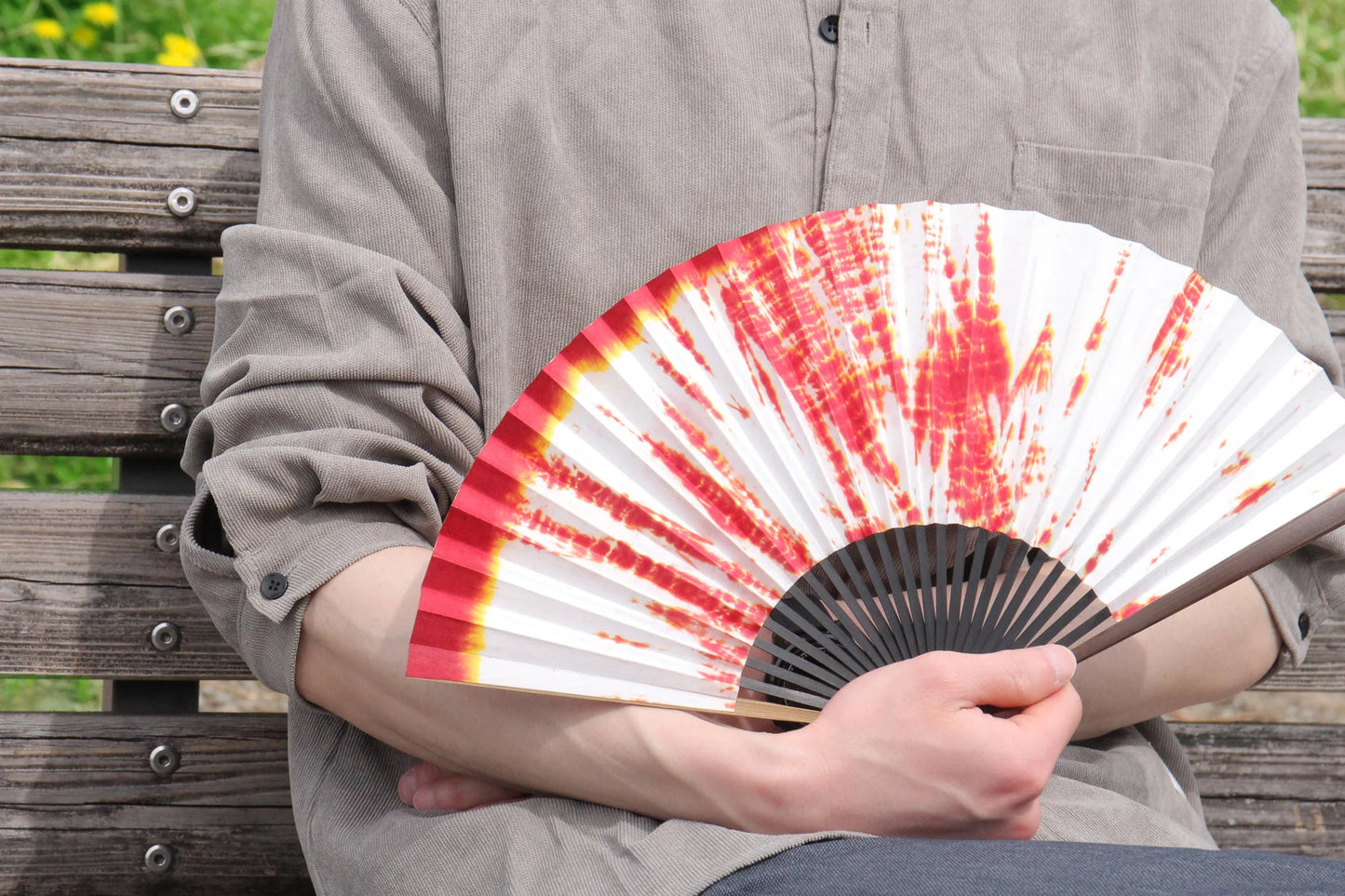 Kyo-sensu (Japanese folding fan) for Men - Shibori / Navy Blue - , Made in Kyoto, Japan , Kyoto sensu