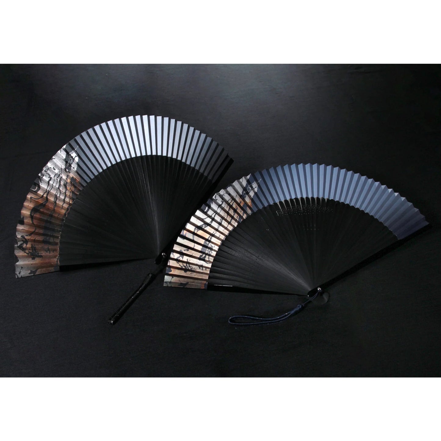 Kyo-sensu (Japanese folding fan) for Men - Running Water / Navy Blue - , Made in Kyoto, Japan , Kyoto sensu