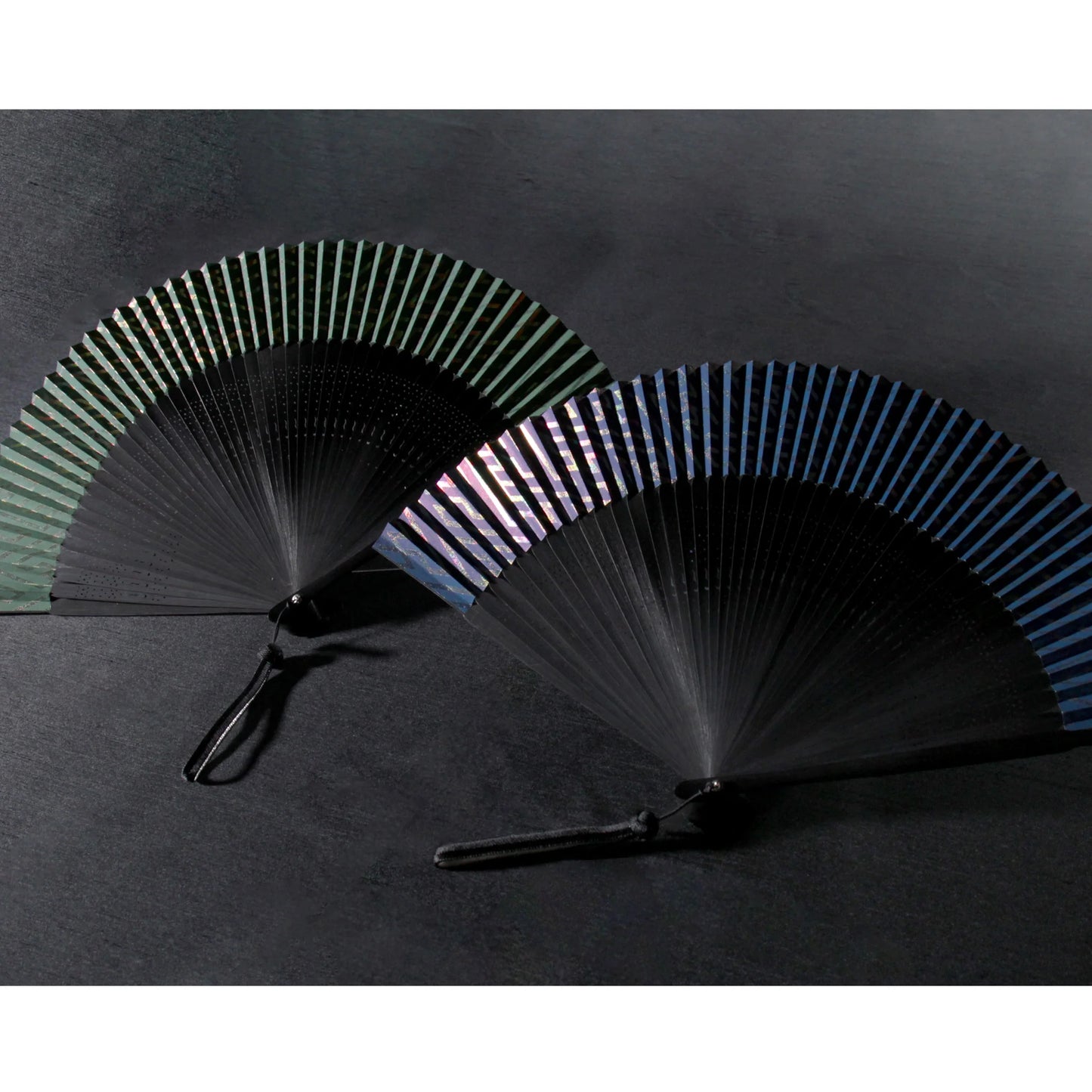 Kyo-sensu (Japanese folding fan) for Men - Silver Leaf / Blue - , Made in Kyoto , Japan, Kyoto sensu