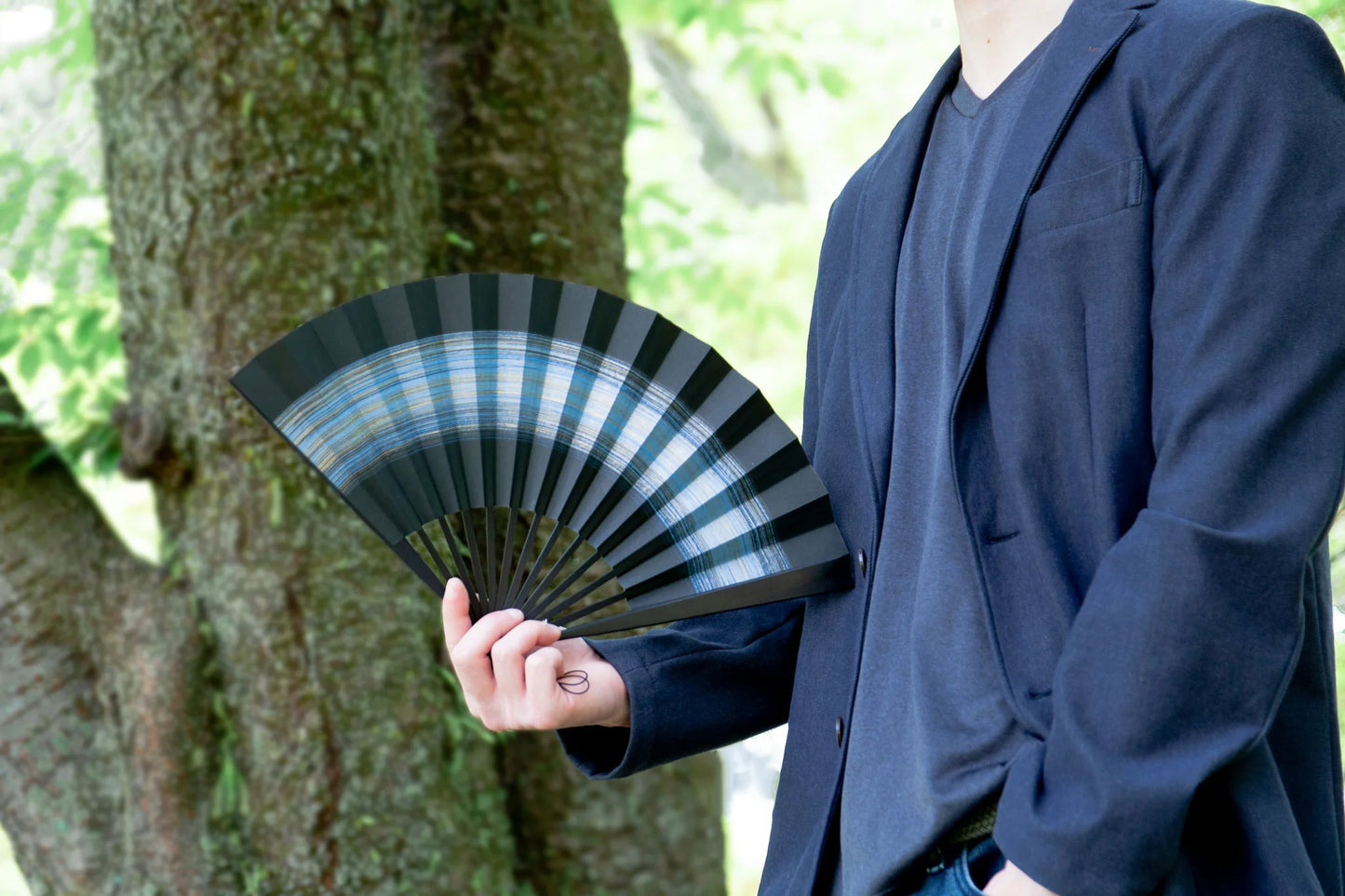 Kyo-sensu (Japanese folding fan) for Men - Brush Finish / Red - , Made in Kyoto, Japan , Kyoto sensu