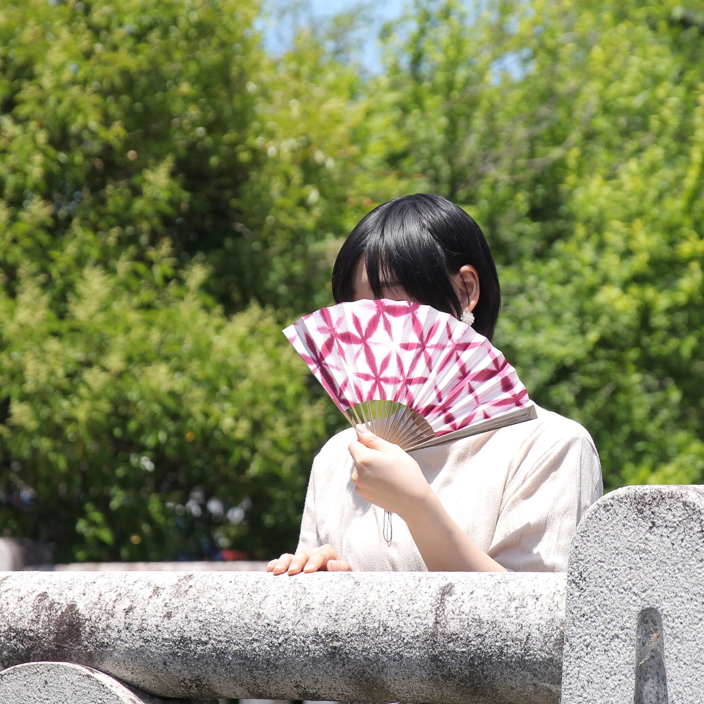 Kyo-sensu (Japanese folding fan) for Women - Shibori / Blue - , Made in Kyoto, Japan , Kyoto sensu
