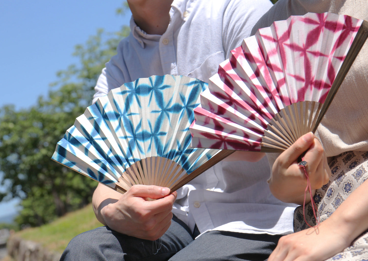 Kyo-sensu (Japanese folding fan) for Women - Shibori / Blue - , Made in Kyoto, Japan , Kyoto sensu