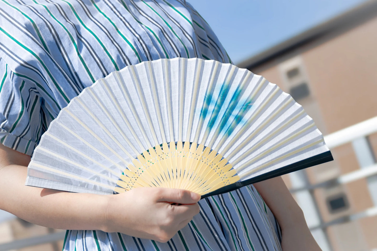 Kyo-sensu (Japanese folding fan) for Men - Shibori / Snowflake (Peacock Blue) - , Made in Kyoto, Japan , Kyoto sensu