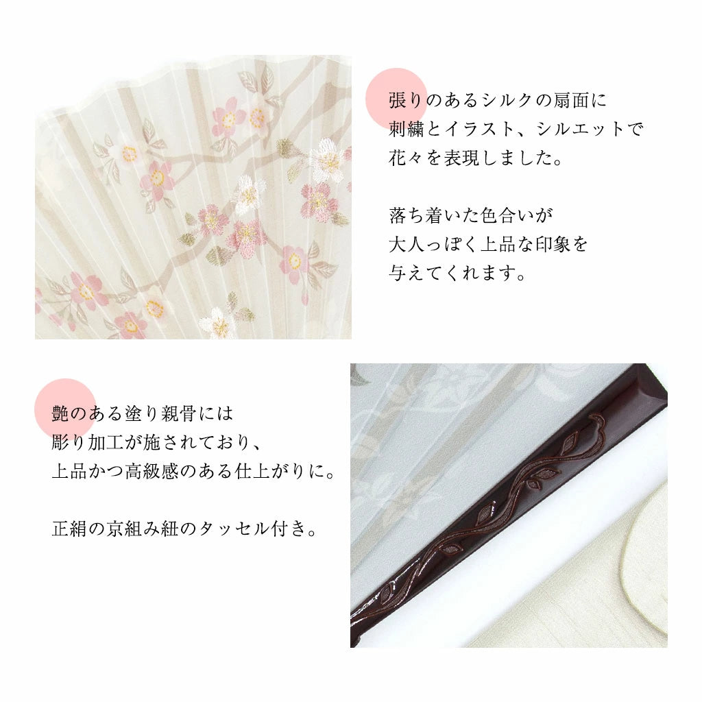 Kyo-sensu (Japanese folding fan) for Women - Cherry Blossom - , Made in Kyoto , Japan, Kyoto sensu
