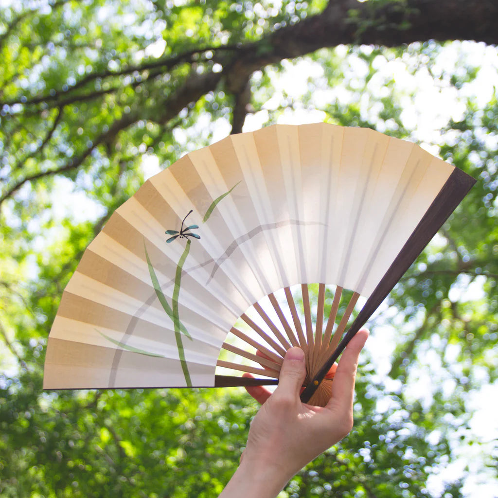 Reversible Kyo-sensu (Japanese folding fan) for Men - Dragonfly and Mt.Fuji - , Made in Kyoto, Japan , Kyoto sensu