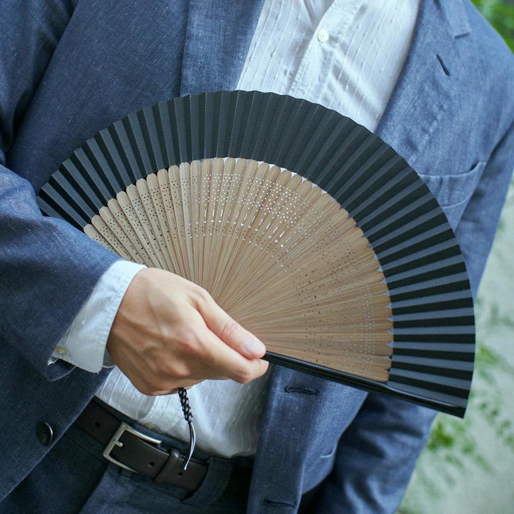 Kyo-sensu (Japanese folding fan) for Men - Asanoha (Hemp Leaf) Pattern -, Made in Kyoto, Japan, Kyoto sensu
