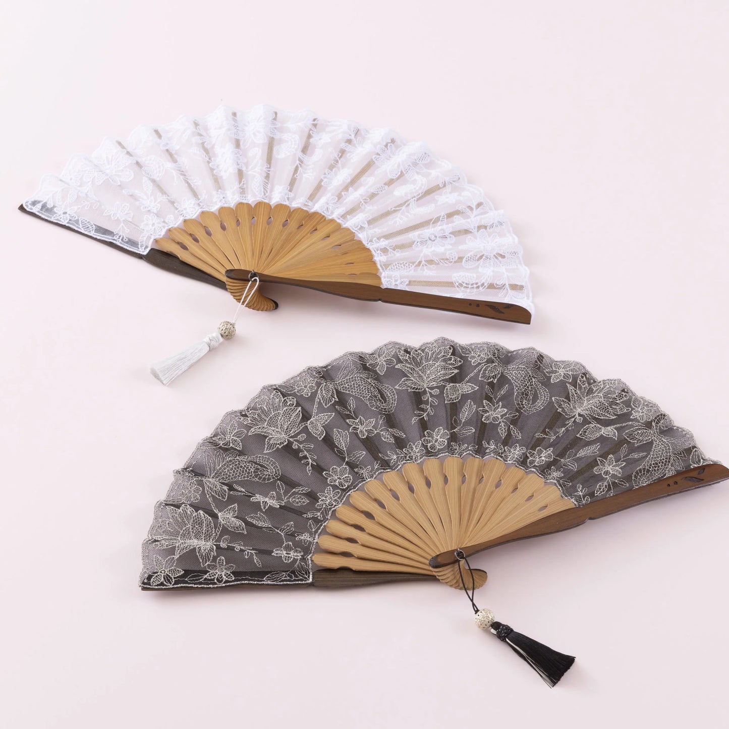 Kyo-sensu (Japanese folding fan) for Women - Silk Lace / Royal Navy Blue - , Made in Kyoto, Japan , Kyoto sensu