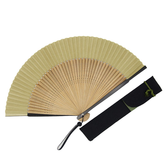 Kyo-sensu (Japanese folding fan) for Men - Traditional Japanese Color / Uguisu (Olive Green) -, Made in Kyoto, Japan, Kyoto sensu
