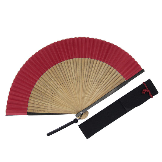 Kyo-sensu (Japanese folding fan) for Men - Traditional Japanese Color / Enji (Dark Red) -, Made in Kyoto, Japan, Kyoto sensu