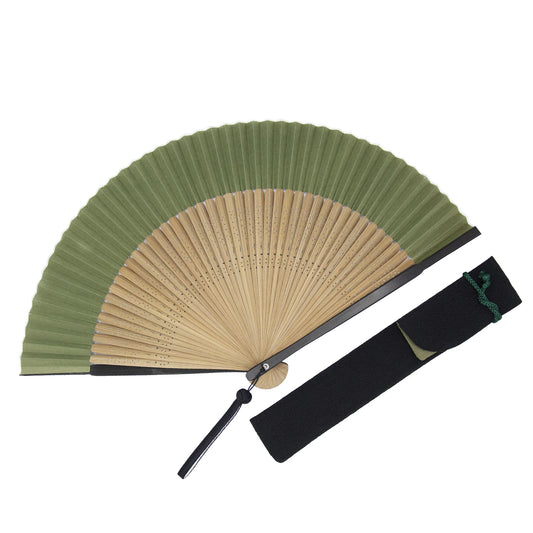 Kyo-sensu (Japanese folding fan) for Men - Traditional Japanese Color / Chitosemidori (Dark Green) -, Made in Kyoto, Japan, Kyoto sensu
