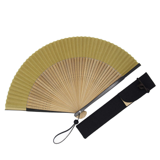Kyo-sensu (Japanese folding fan) for Men - Traditional Japanese Color / Rokocha (Dark Greenish Brown) -, Made in Kyoto, Japan, Kyoto sensu