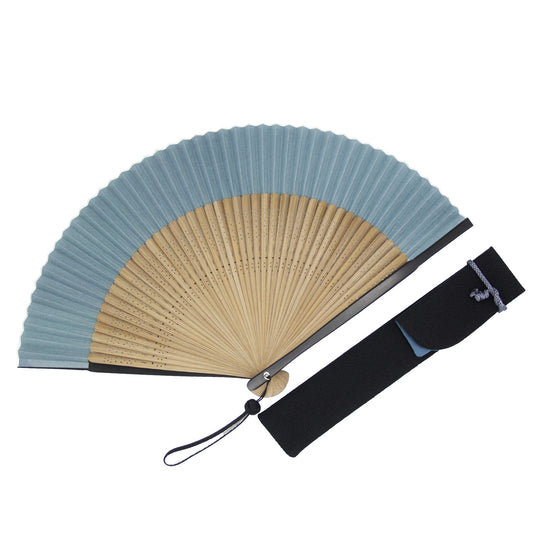 Kyo-sensu (Japanese folding fan) for Men - Traditional Japanese Color / Nakahanada (Light Indigo Blue) -, Made in Kyoto, Japan, Kyoto sensu