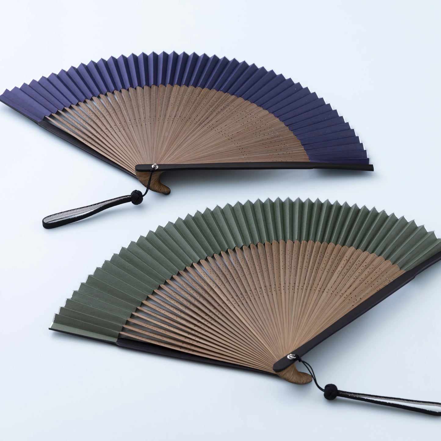 Kyo-sensu (Japanese folding fan) for Men - Traditional Japanese Color / Chitosemidori (Dark Green) -, Made in Kyoto, Japan, Kyoto sensu