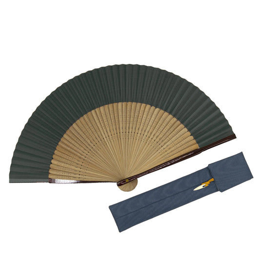 Kyo-sensu (Japanese folding fan) for Women - Kakishibu / Dark Greenish Indigo Blue - , Made in Kyoto , Japan, Kyoto sensu