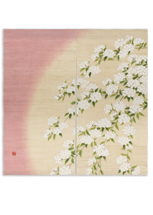 Hand-dyed Linen Noren (Japanese Doorway Curtain) - Reeves Spirea - , Kyoto Noren