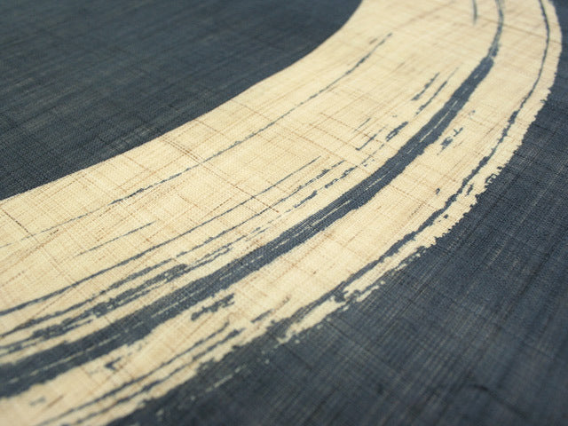 Hand-dyed Linen Noren (Japanese Doorway Curtain) - Enso (Circle) / Navy Color - , Kyoto Noren