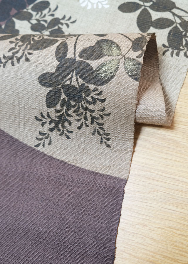 Hand-dyed Linen Noren (Japanese Doorway Curtain) - Bush Clover and Moon - , Kyoto Noren