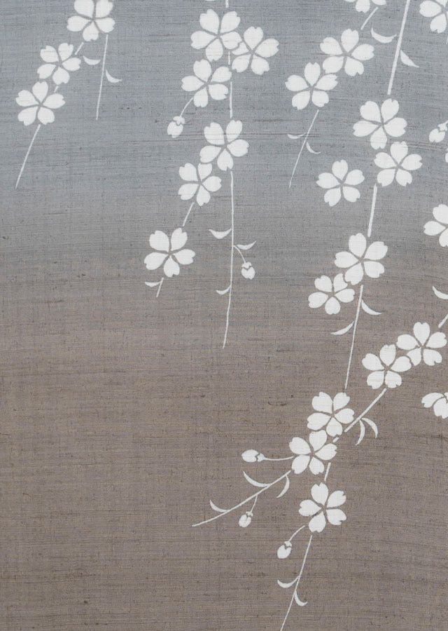 Hand-dyed Linen Noren (Japanese Doorway Curtain) - Cherry Blossom on a Moonlit Night - , Kyoto Noren