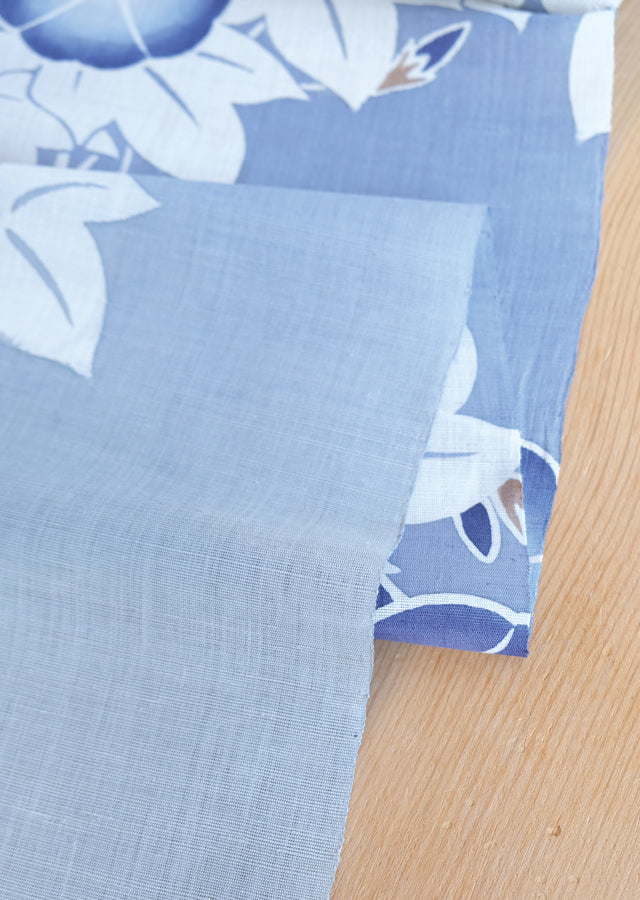 Hand-dyed Linen Noren (Japanese Doorway Curtain) - Morning Glory - , Kyoto Noren