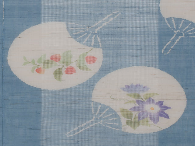 Hand-dyed Linen Noren (Japanese Doorway Curtain) - Uchiwa (Japanese fan) - , Kyoto Noren