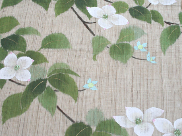 Hand-dyed Linen Noren (Japanese Doorway Curtain) - Kousa Dogwood - , Kyoto Noren