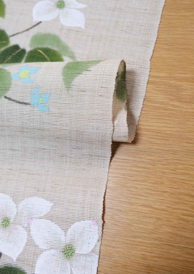 Hand-dyed Linen Noren (Japanese Doorway Curtain) - Kousa Dogwood - , Kyoto Noren