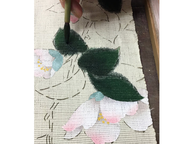 Hand-dyed Linen Noren (Japanese Doorway Curtain) - Sasanqua - , Kyoto Noren