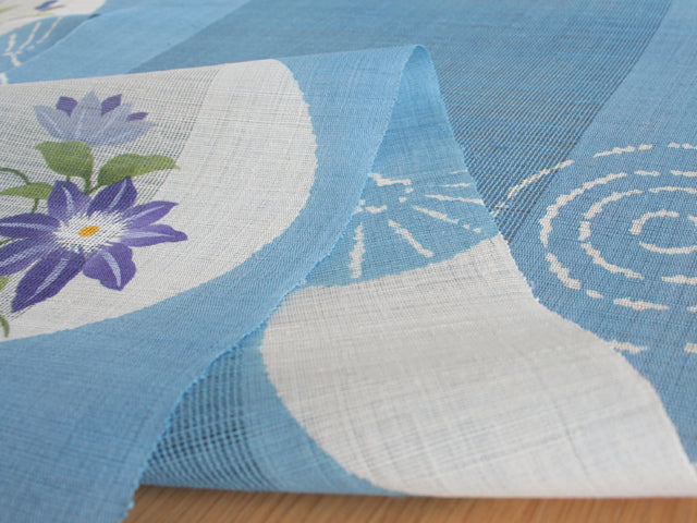 Hand-dyed Linen Noren (Japanese Doorway Curtain) - Uchiwa (Japanese fan) - , Kyoto Noren