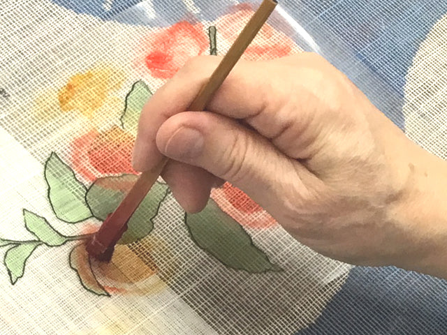 Hand-dyed Linen Noren (Japanese Doorway Curtain) - Uchiwa (Japanese fan) - , Kyoto Noren