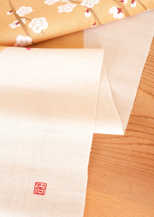 Hand-dyed Linen Noren (Japanese Doorway Curtain) - Full Moon and Plum - , Kyoto Noren