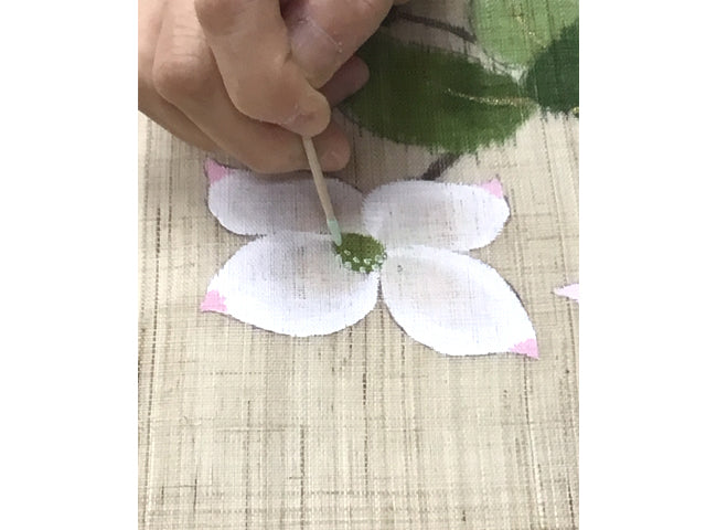 Hand-dyed Linen Noren (Japanese Doorway Curtain) - Kousa Dogwood - , Kyoto Noren