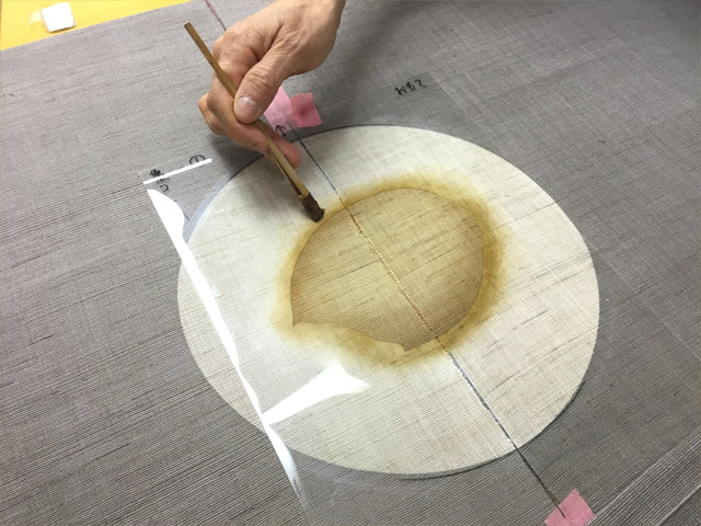 Hand-dyed Linen Noren (Japanese Doorway Curtain) - Crane and Turtle - , Kyoto Noren