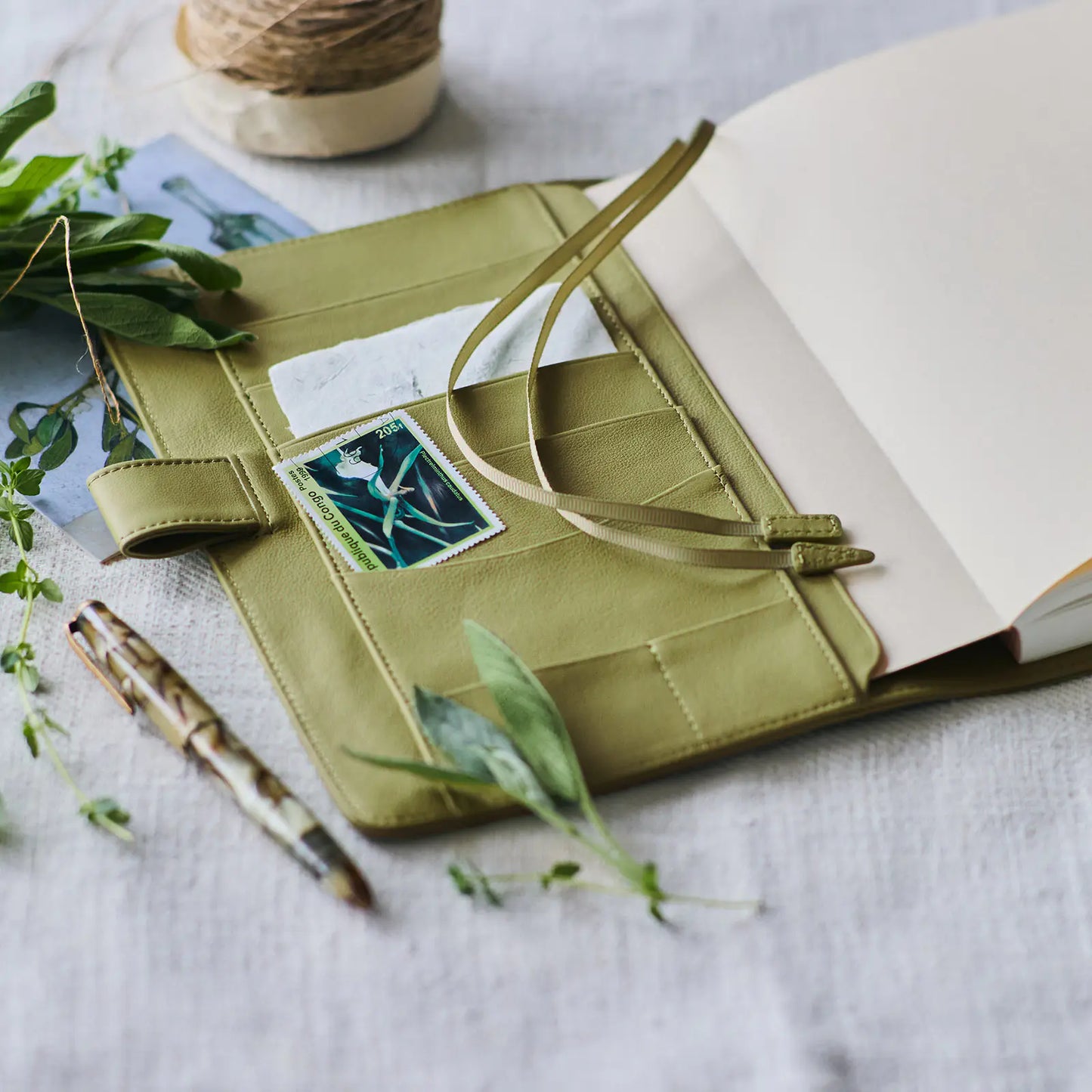 Leather: Sage Green [Hobonichi Cousin (A5) Techo Cover] (Cover Only)