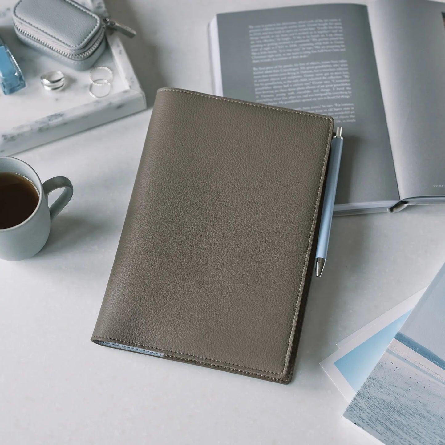 Leather: Taut (Gray & Light Blue) [Hobonichi Cousin (A5) Techo Cover] (Cover Only)