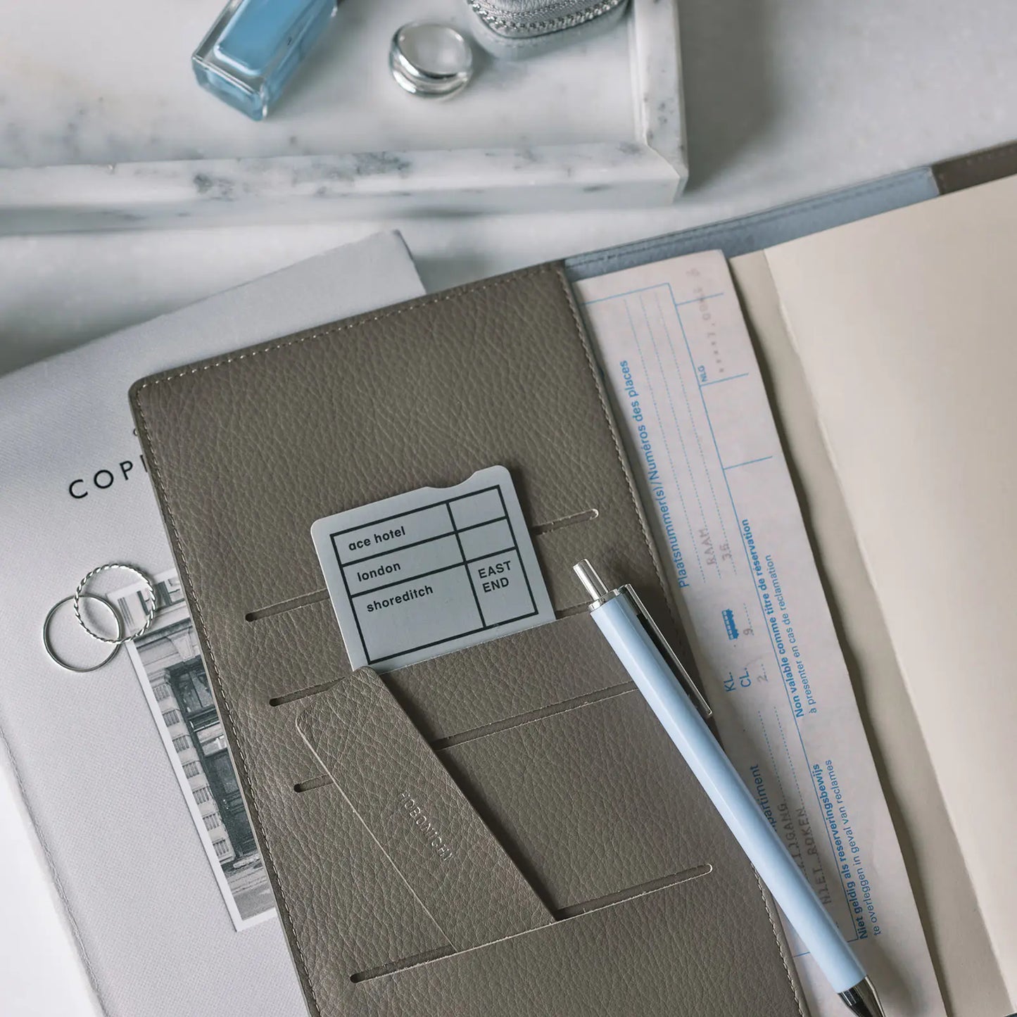 Leather: Taut (Gray & Light Blue) [Hobonichi Cousin (A5) Techo Cover] (Cover Only)