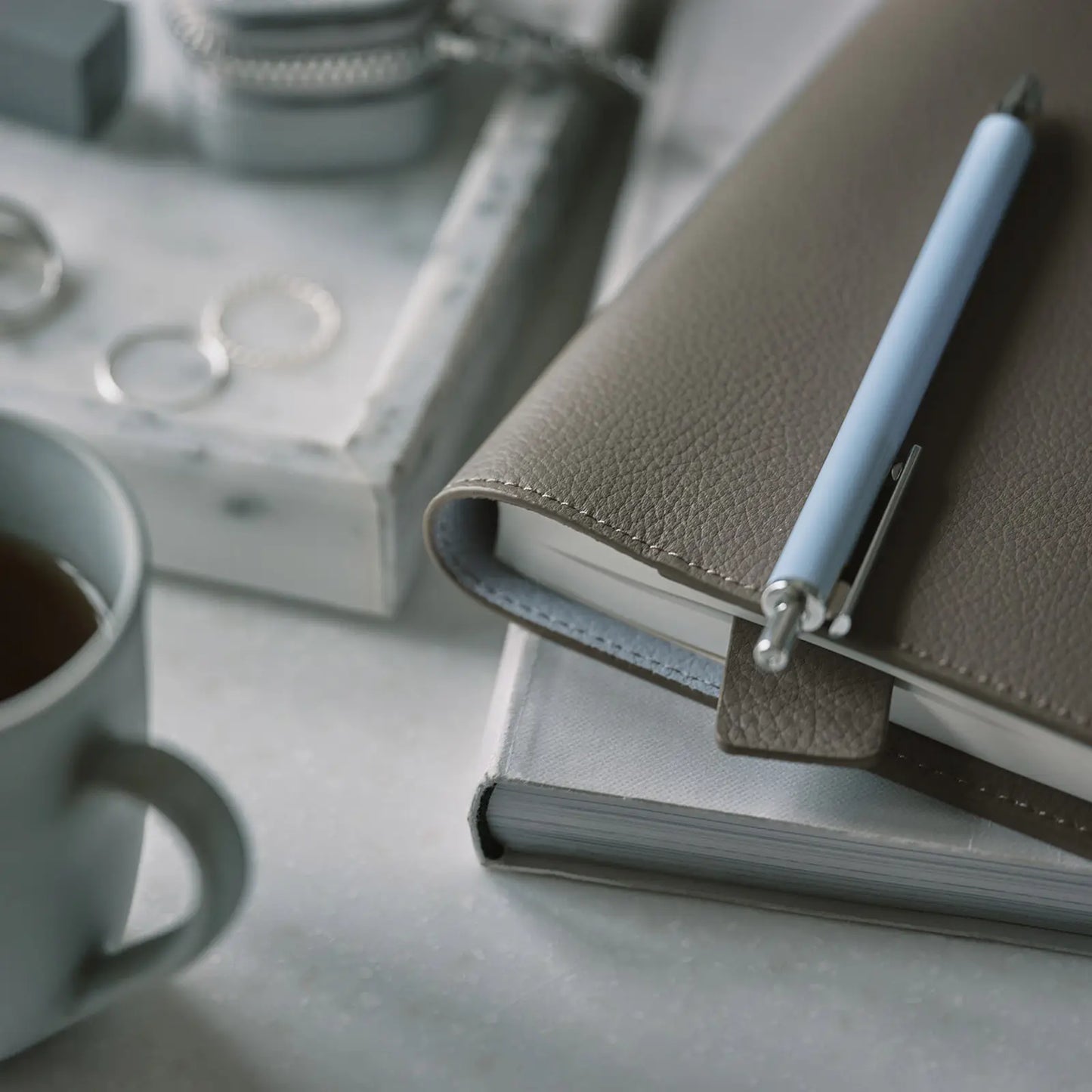 Leather: Taut (Gray & Light Blue) [Hobonichi Cousin (A5) Techo Cover] (Cover Only)