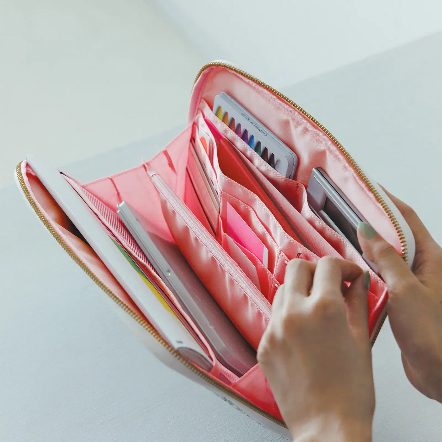 Liberty Fabrics: Sasha Kiora Large Drawer Pouch,  Hobonichi Large Drawer Pouch