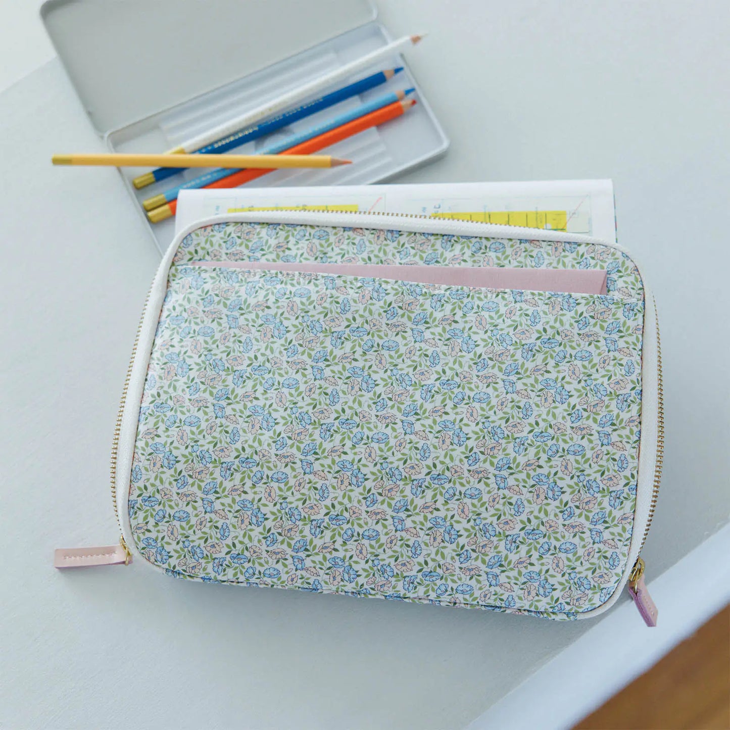 Liberty Fabrics: Sasha Kiora Large Drawer Pouch,  Hobonichi Large Drawer Pouch