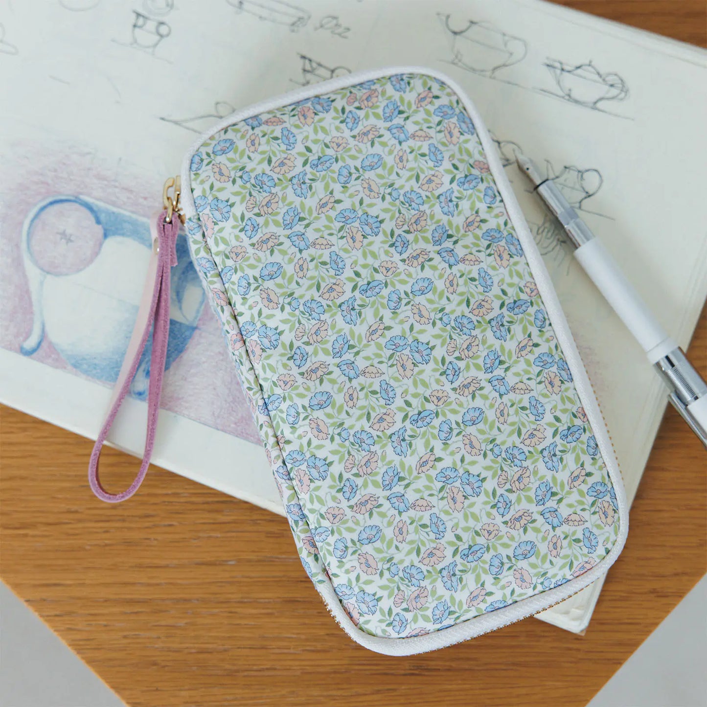 Liberty Fabrics: Sasha Kiora Small Drawer Pouch,  Hobonichi Small Drawer Pouch
