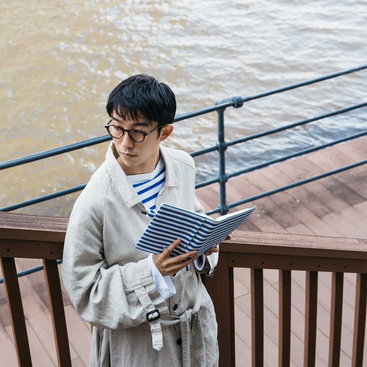Marine Stripes [Hobonichi Cousin (A5) Techo Cover] (Cover Only)