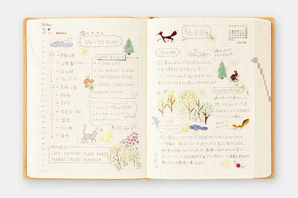 Sale! Midori Planner hibino 2-page-per-day notebook - A6 Size / Camel -, Japanese Planner, Diary, Journal, Agenda