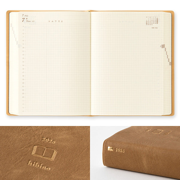 Sale! Midori Planner hibino 2-page-per-day notebook - A6 Size / Camel -, Japanese Planner, Diary, Journal, Agenda