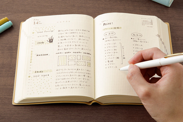 Sale! Midori Planner hibino 2-page-per-day notebook - A6 Size / Camel -, Japanese Planner, Diary, Journal, Agenda