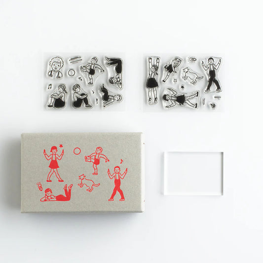 Masuko Eri x mizushima: JIZAI Clear Stamp BOX Motif set - Children -