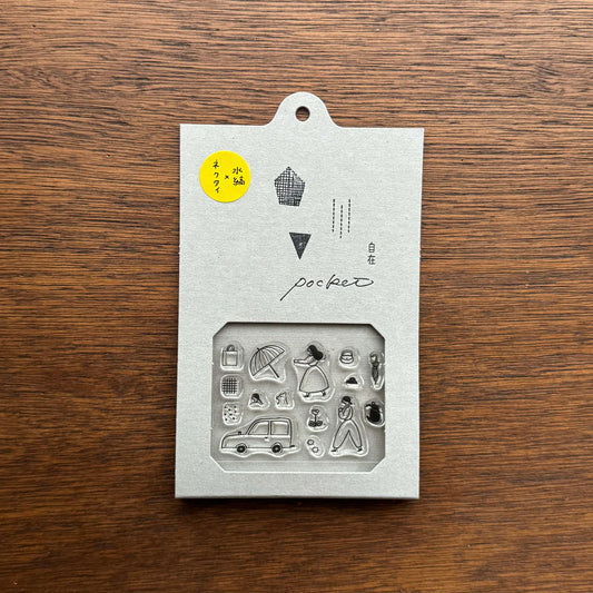 necktie × mizushima: JIZAI Clear Stamp POCKET - On the Go -